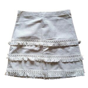 Ellison Cream Mini Skirt with Fringe Detail